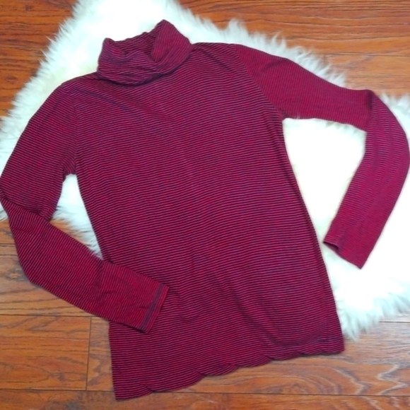 Madewell Tops - Madewell Micro Stripe Longsleeve Cotton Turtleneck